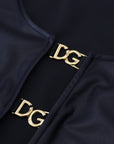 Dolce & Gabbana Black Cotton Stretch Open Chest 3/4 Sleeve Top