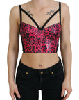 Dolce & Gabbana Pink Leopard Print Cropped Bustier Corset Top