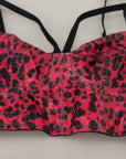 Dolce & Gabbana Pink Leopard Print Cropped Bustier Corset Top