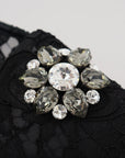 Dolce & Gabbana Black Taormina Lace Crystals Flats Shoes