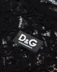 Dolce & Gabbana Black Floral Lace Cotton Shift Mini Dress