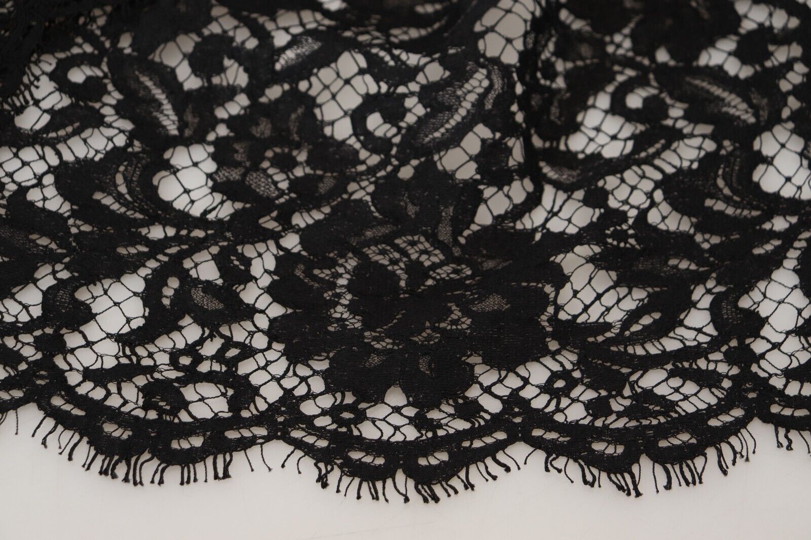 Dolce &amp; Gabbana Black Floral Lace Cotton Shift Mini Dress