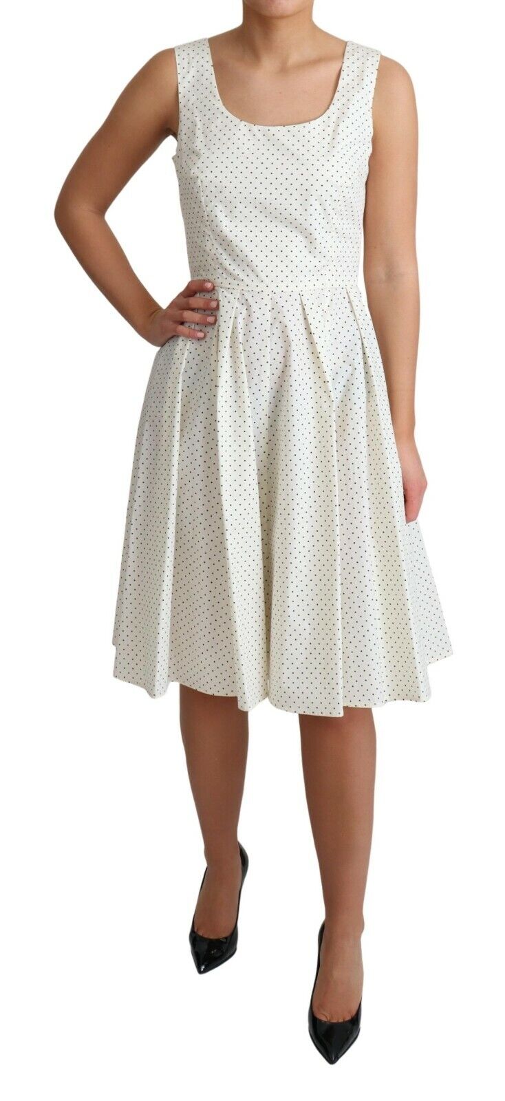 Dolce &amp; Gabbana White Polka Dotted Cotton A-Line Dress