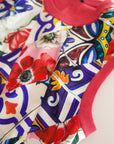 Dolce & Gabbana Multicolor Majolica Floral Crew Neck Tank Top