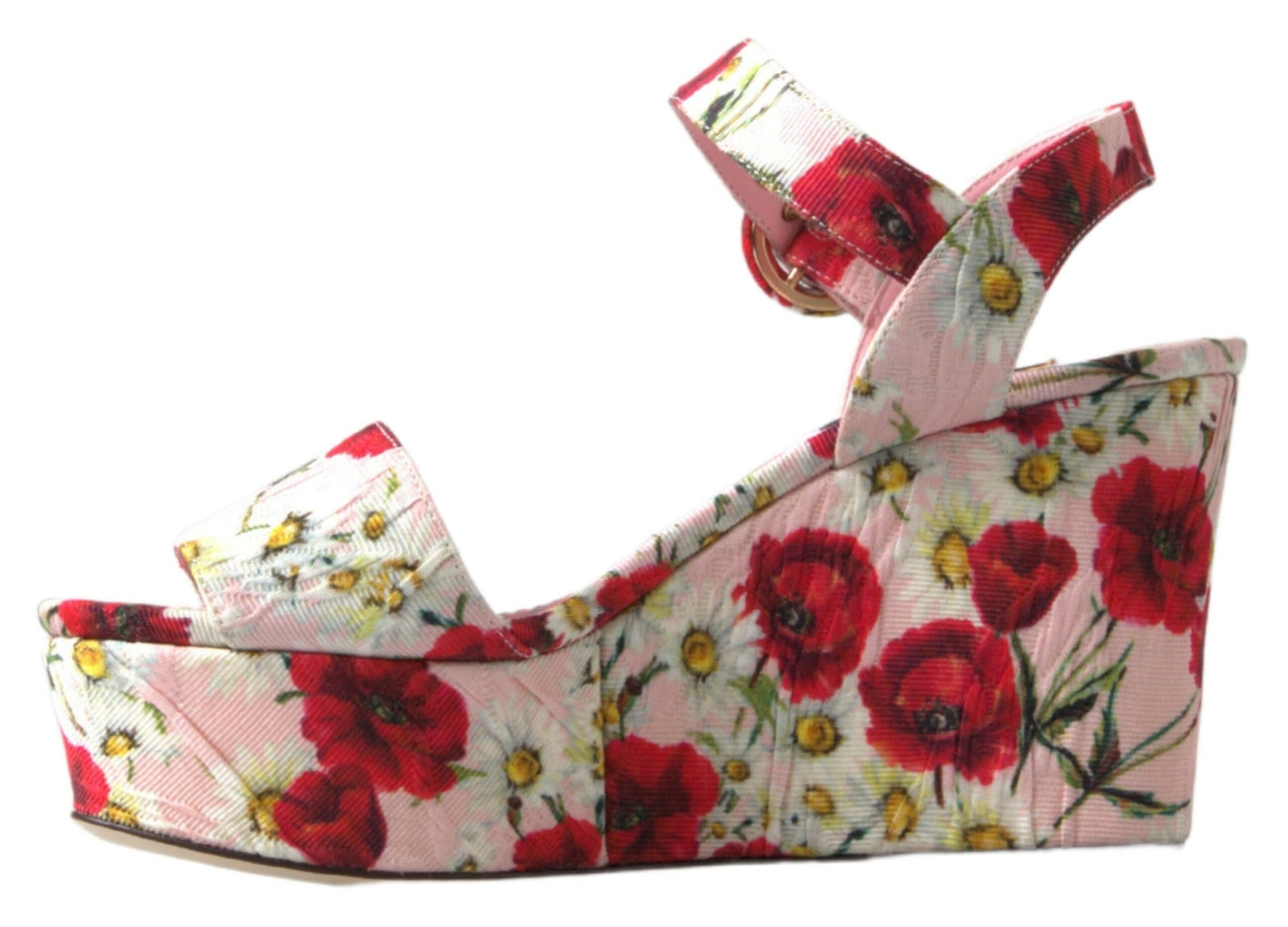Dolce &amp; Gabbana Multicolor floral print Wedges Floral Ankle Strap Sandals