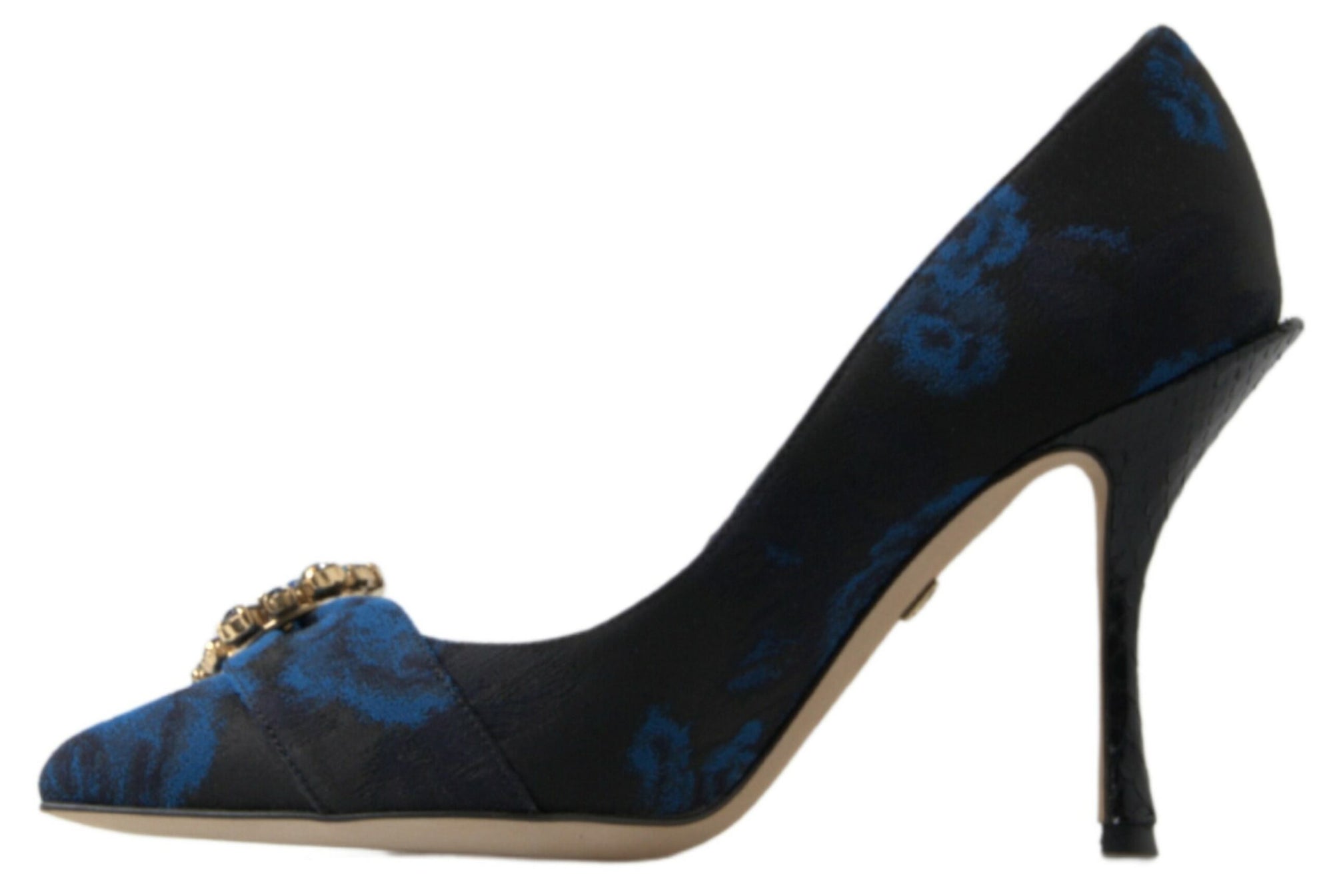 Dolce &amp; Gabbana Blue Floral Ayers Crystal Pumps Shoes