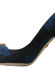 Dolce & Gabbana Blue Floral Ayers Crystal Pumps Shoes