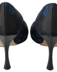 Dolce & Gabbana Blue Floral Ayers Crystal Pumps Shoes