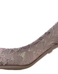 Dolce & Gabbana Pink Floral Lace DG Crystal Pumps Shoes