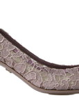 Dolce & Gabbana Pink Floral Lace DG Crystal Pumps Shoes
