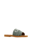 Chloé Forest Green Cotton Slides Woody Sandals