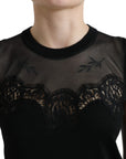 Dolce & Gabbana Black Cashmere Lace Trim Sleeveless Tank Top