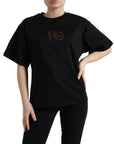 Dolce & Gabbana Black Cotton DG Crystal Crewneck Tee T-shirt