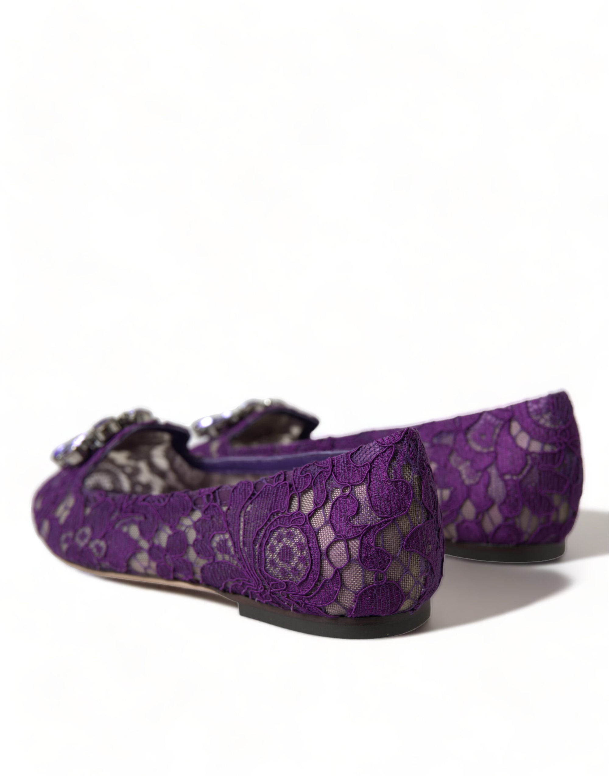 Dolce &amp; Gabbana Purple Vally Taormina Lace Crystals Flats Shoes