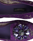 Dolce & Gabbana Purple Vally Taormina Lace Crystals Flats Shoes