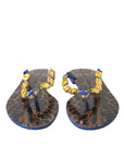 Dolce & Gabbana Blue Crystals Flats Sandals Beachwear Shoes