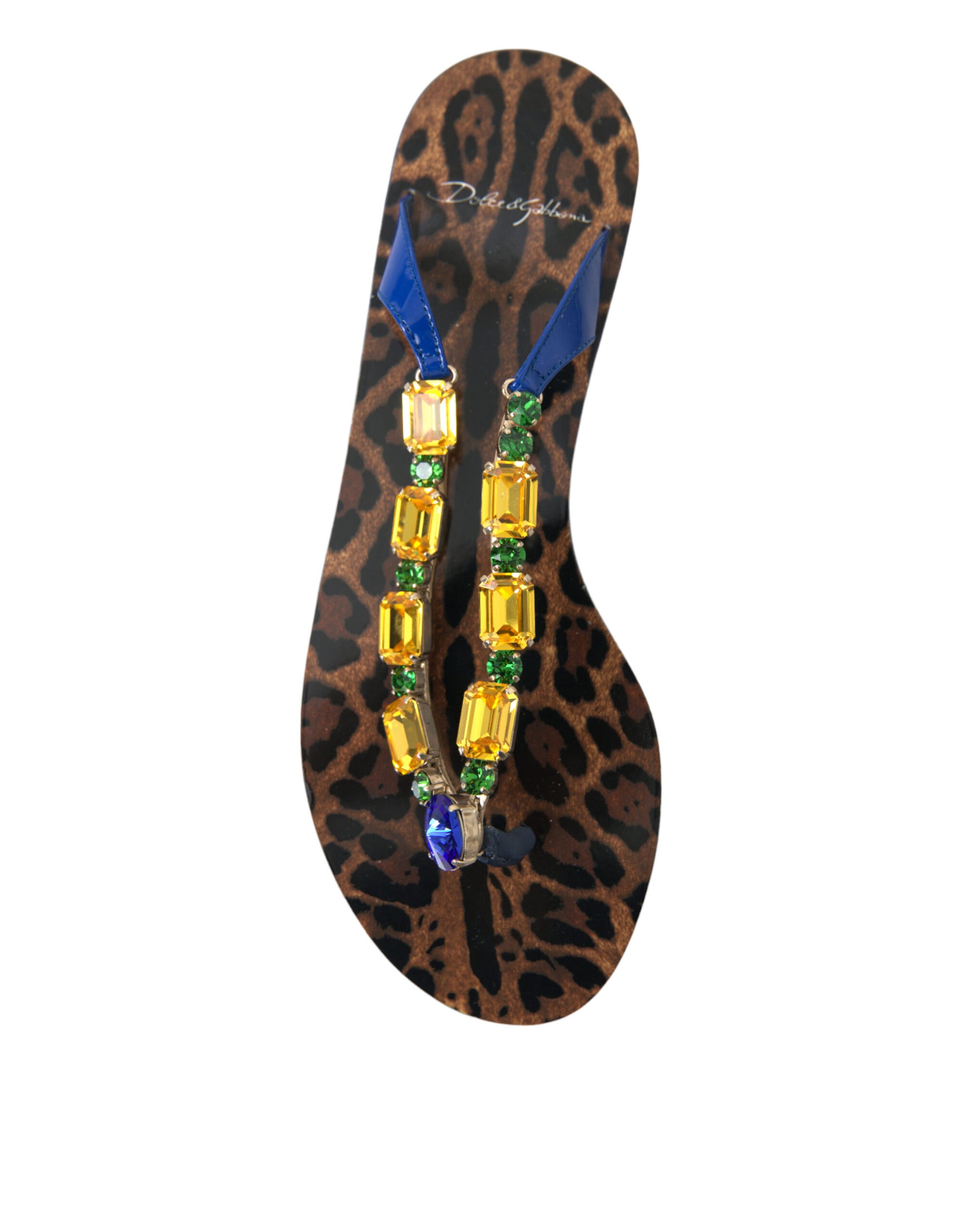 Dolce &amp; Gabbana Blue Crystals Flats Sandals Beachwear Shoes