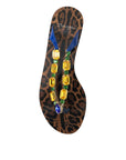 Dolce & Gabbana Blue Crystals Flats Sandals Beachwear Shoes