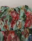Dolce & Gabbana Multicolor Green Floral Silk Wrap Midi Dress