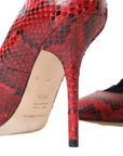 Dolce & Gabbana Red Ayers Leather Lace Socks Pumps Shoes