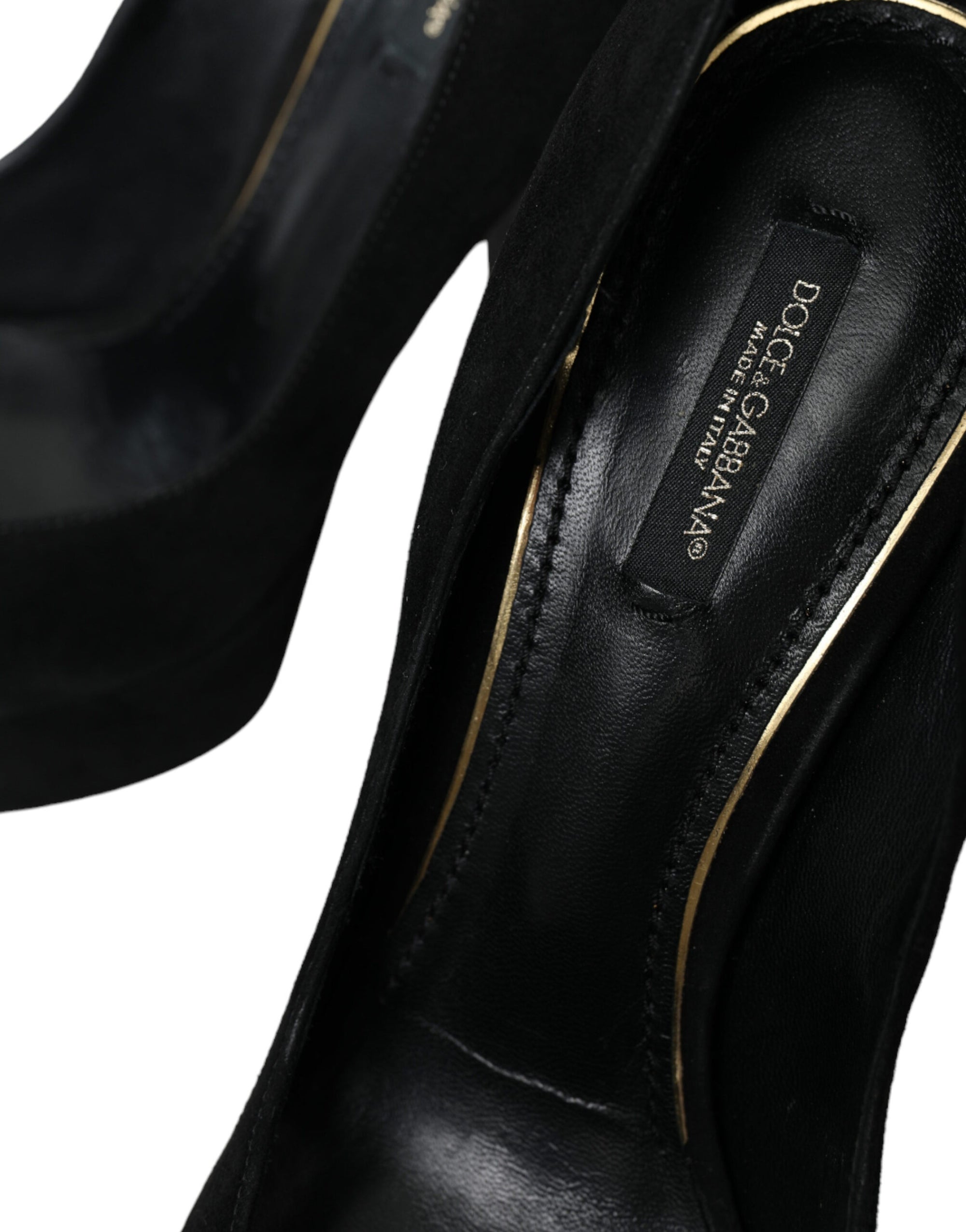Dolce &amp; Gabbana Black Suede Leather Platform Heel Pumps Shoes