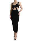 Dolce & Gabbana Black Cut Out Sleeveless Bodycon Midi Dress