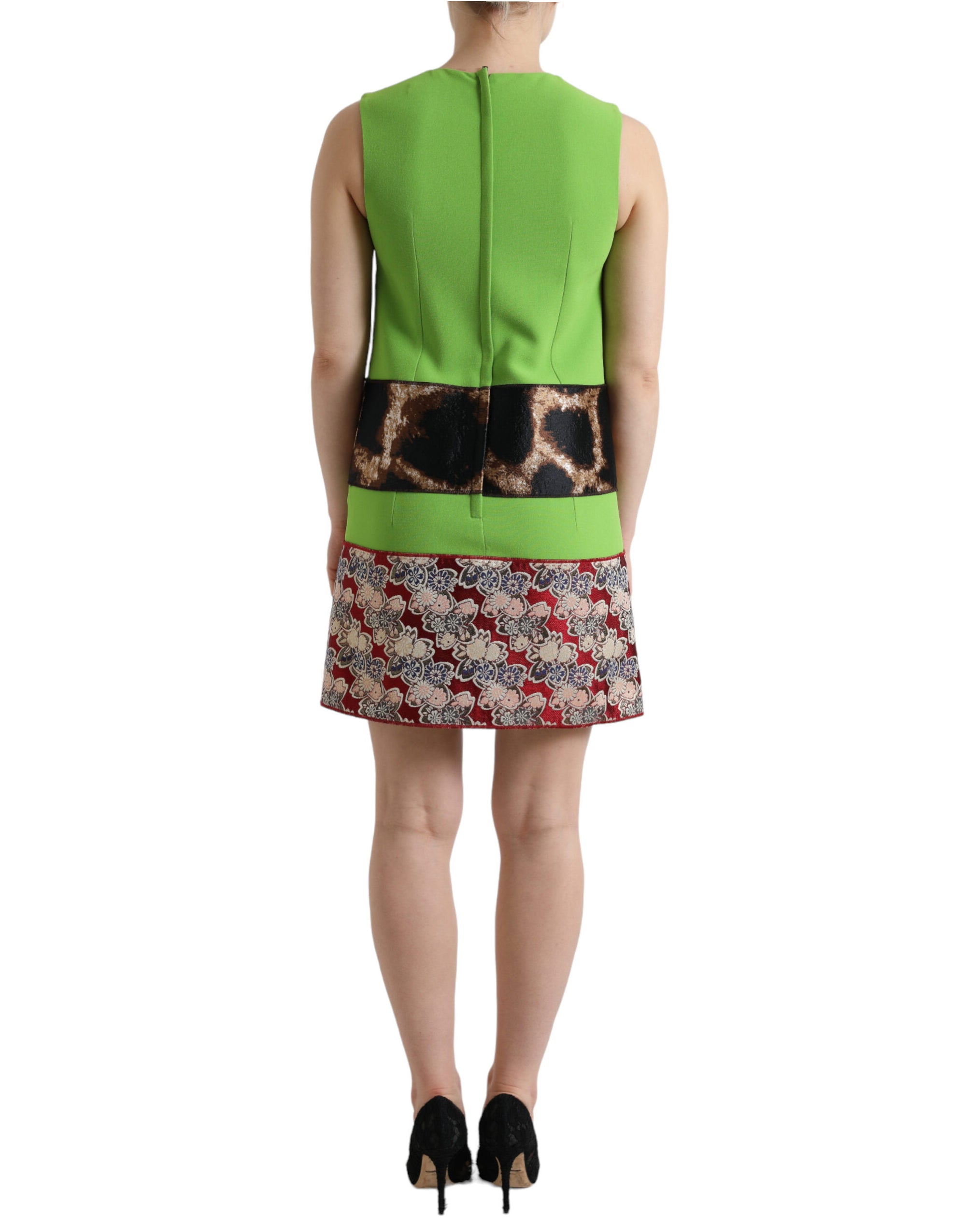 Dolce &amp; Gabbana Apple Green Sleeveless Panelled Shift Dress