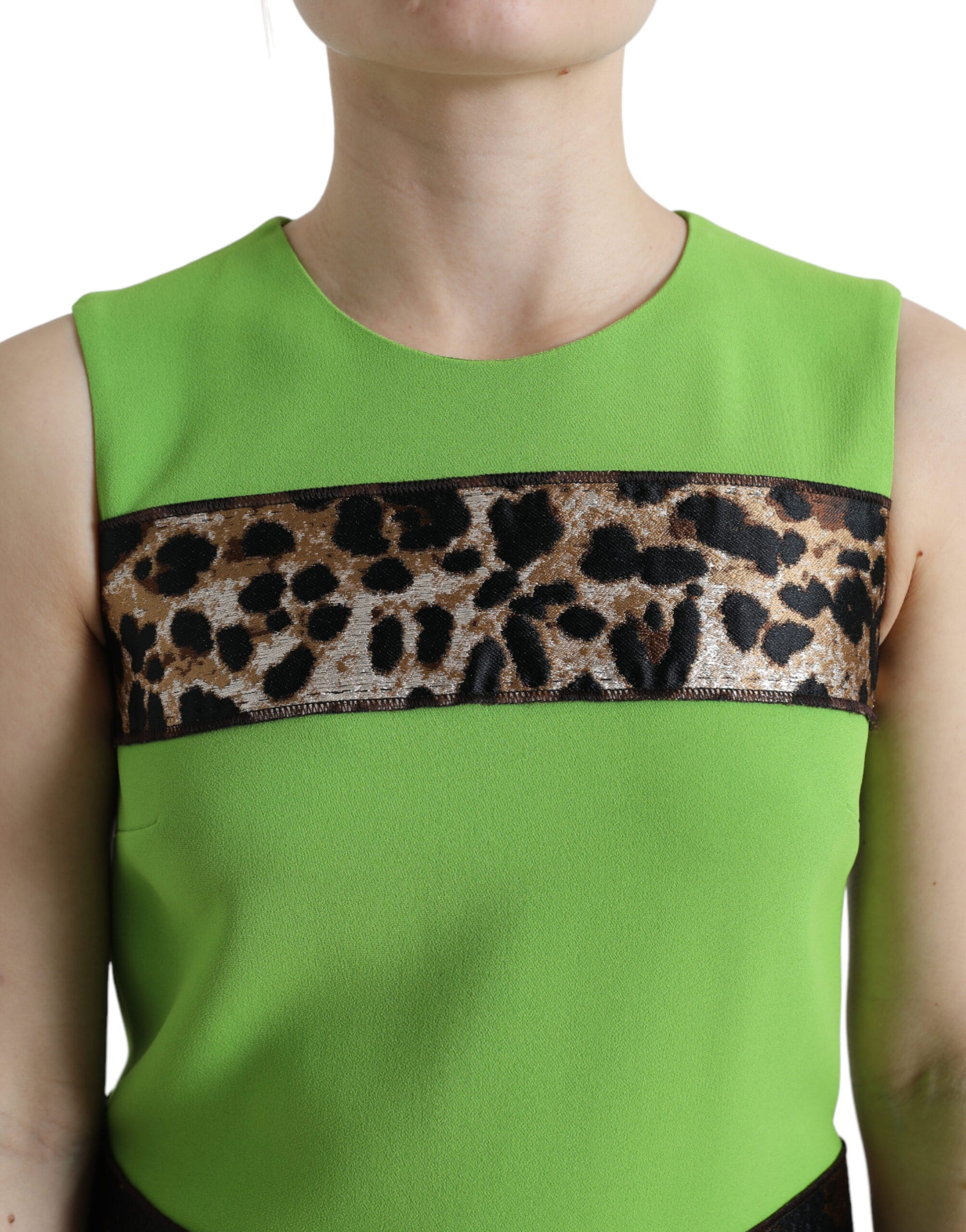 Dolce &amp; Gabbana Apple Green Sleeveless Panelled Shift Dress
