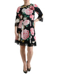 Dolce & Gabbana Black Floral Embellished Lace A-line Dress