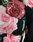 Dolce & Gabbana Black Floral Embellished Lace A-line Dress