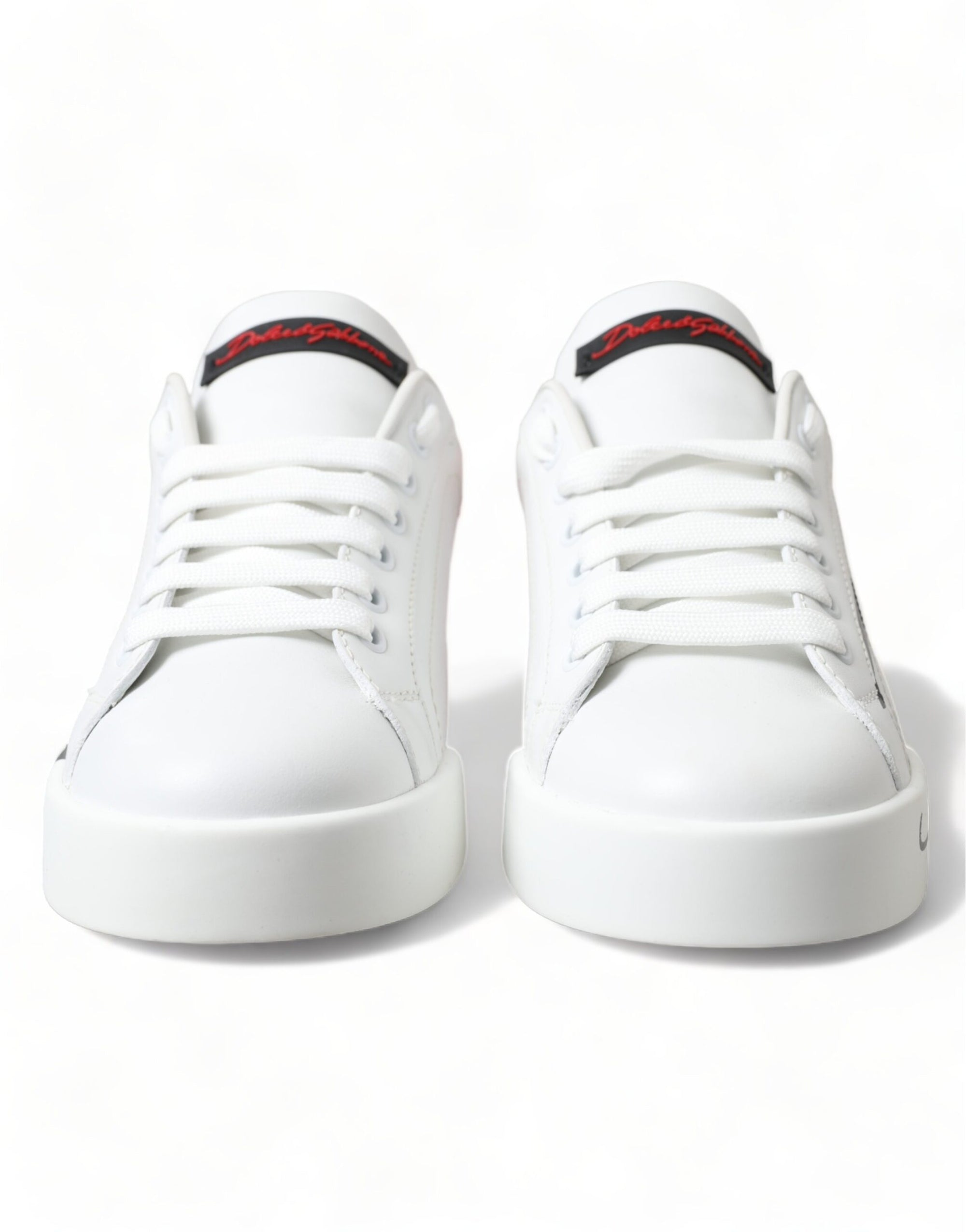 Dolce &amp; Gabbana White Red Lace Up Womens Low Top Sneakers Shoes
