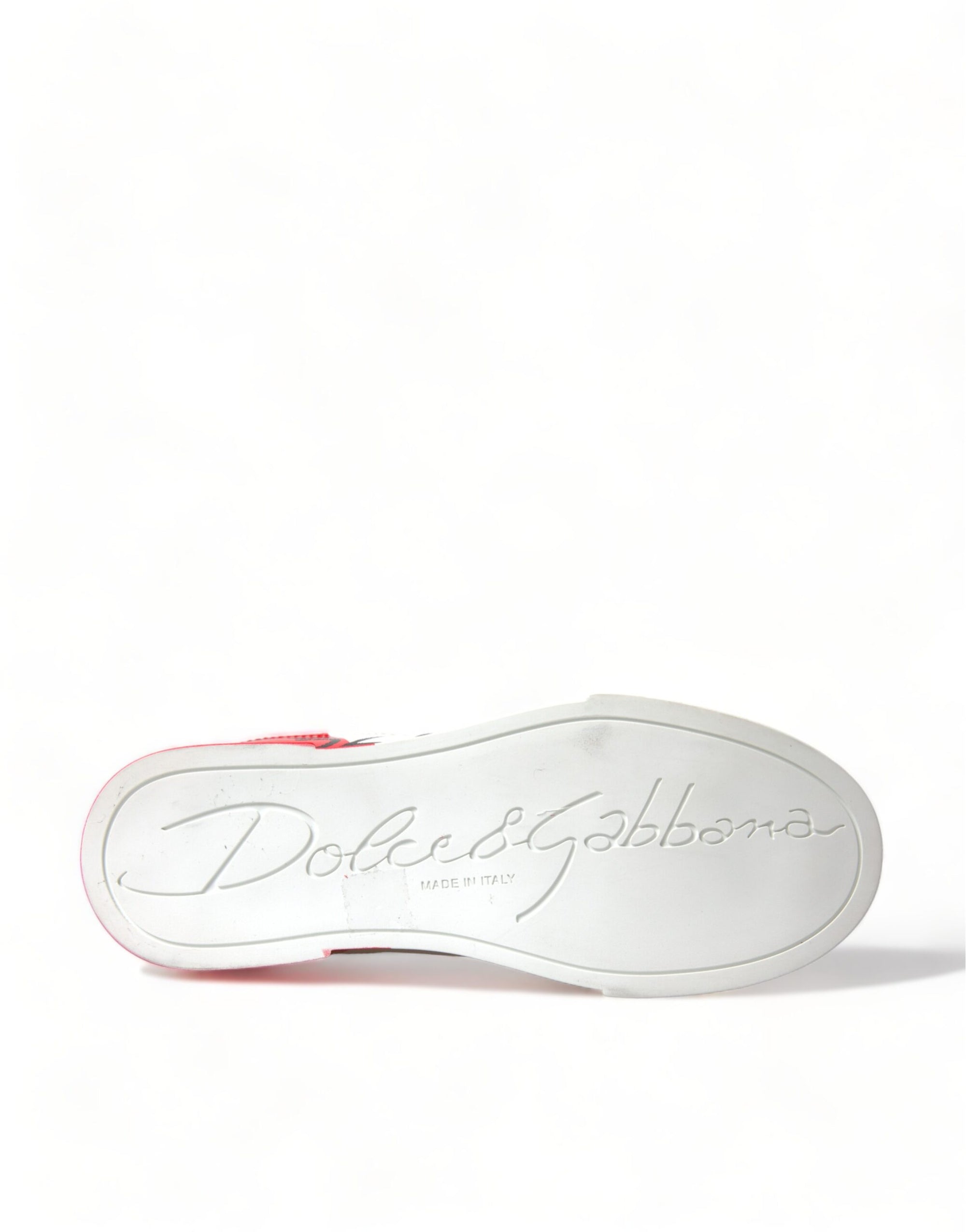 Dolce &amp; Gabbana White Red Lace Up Womens Low Top Sneakers Shoes