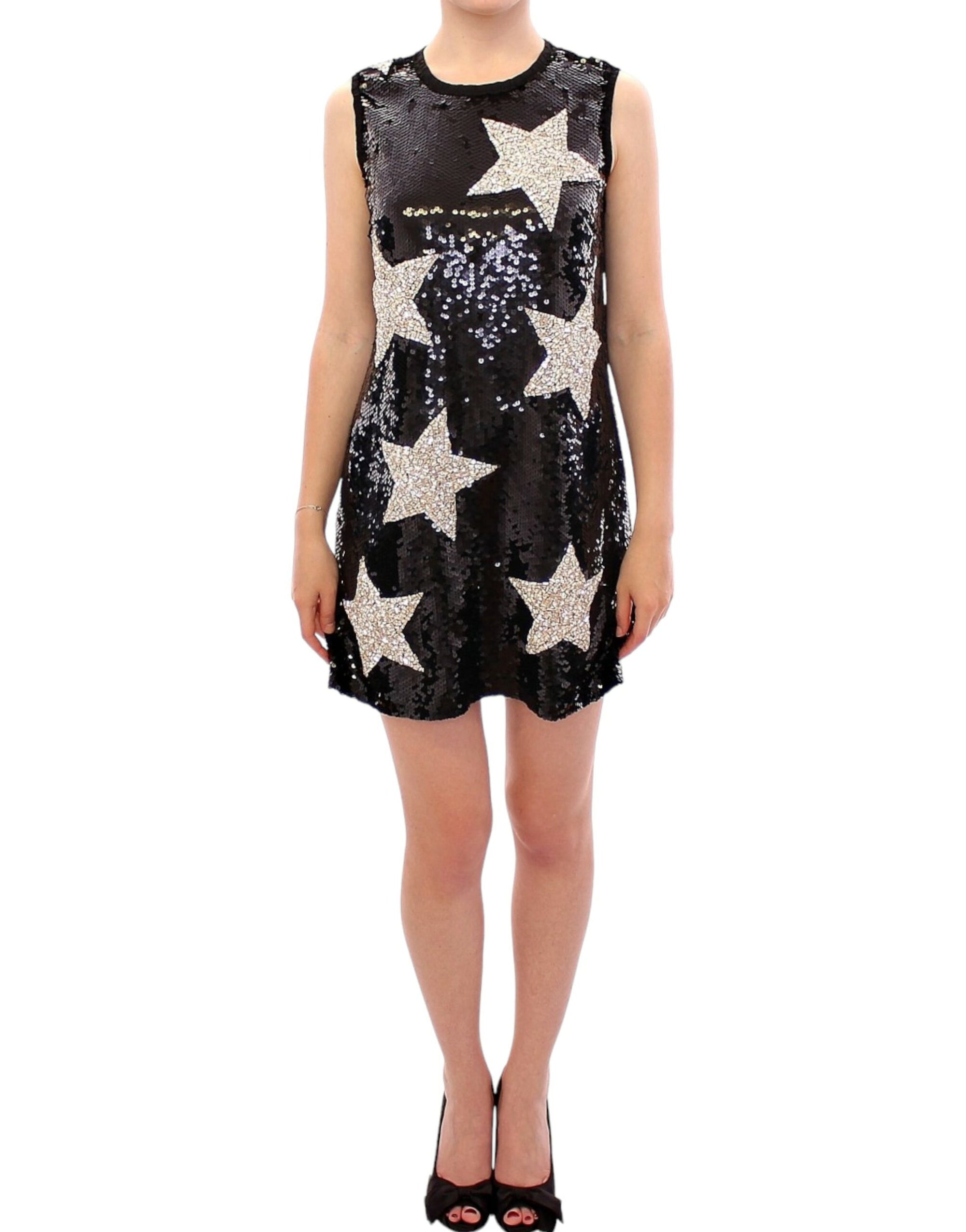 Dolce &amp; Gabbana Masterpiece black crystal swarovski stars sheath dress
