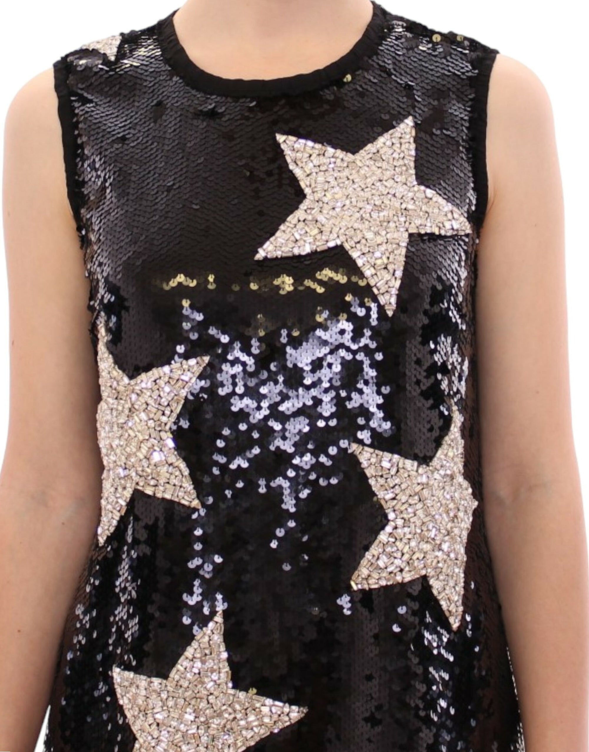 Dolce &amp; Gabbana Masterpiece black crystal swarovski stars sheath dress