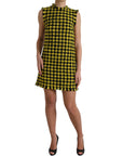 Dolce & Gabbana Yellow Houndstooth Sleeveless Aline Mini Dress