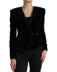 Dolce & Gabbana Black Velvet Cotton Double Breasted Jacket