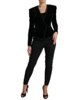 Dolce & Gabbana Black Velvet Cotton Double Breasted Jacket