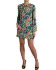 Dolce & Gabbana Multicolor Geometric Print Silk Crystals Midi Dress
