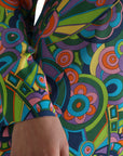 Dolce & Gabbana Multicolor Geometric Print Silk Crystals Midi Dress