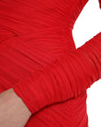 Dolce & Gabbana Red Nylon Stretch Cut Out Midi Dress