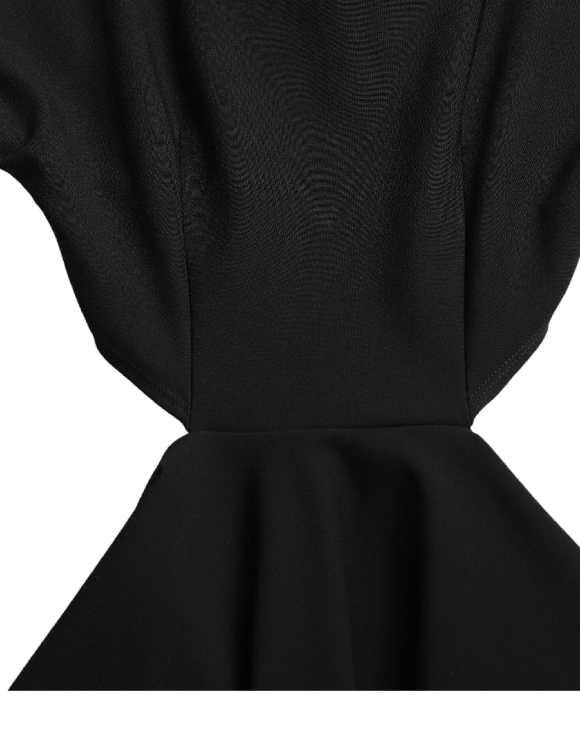 Dolce &amp; Gabbana Black Viscose Cut Out A-line Long Sleeves Mini Dress