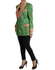 Dolce & Gabbana Green Floral Double Breasted Coat Jacket