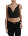 Dolce & Gabbana Brown Viscose Plunging V-neck Cropped Tank Top