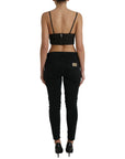 Dolce & Gabbana Brown Viscose Plunging V-neck Cropped Tank Top