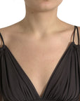 Dolce & Gabbana Brown Viscose Plunging V-neck Cropped Tank Top
