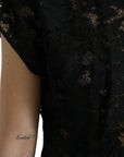 Dolce & Gabbana Black Floral Lace Cotton A-line Mini Dress
