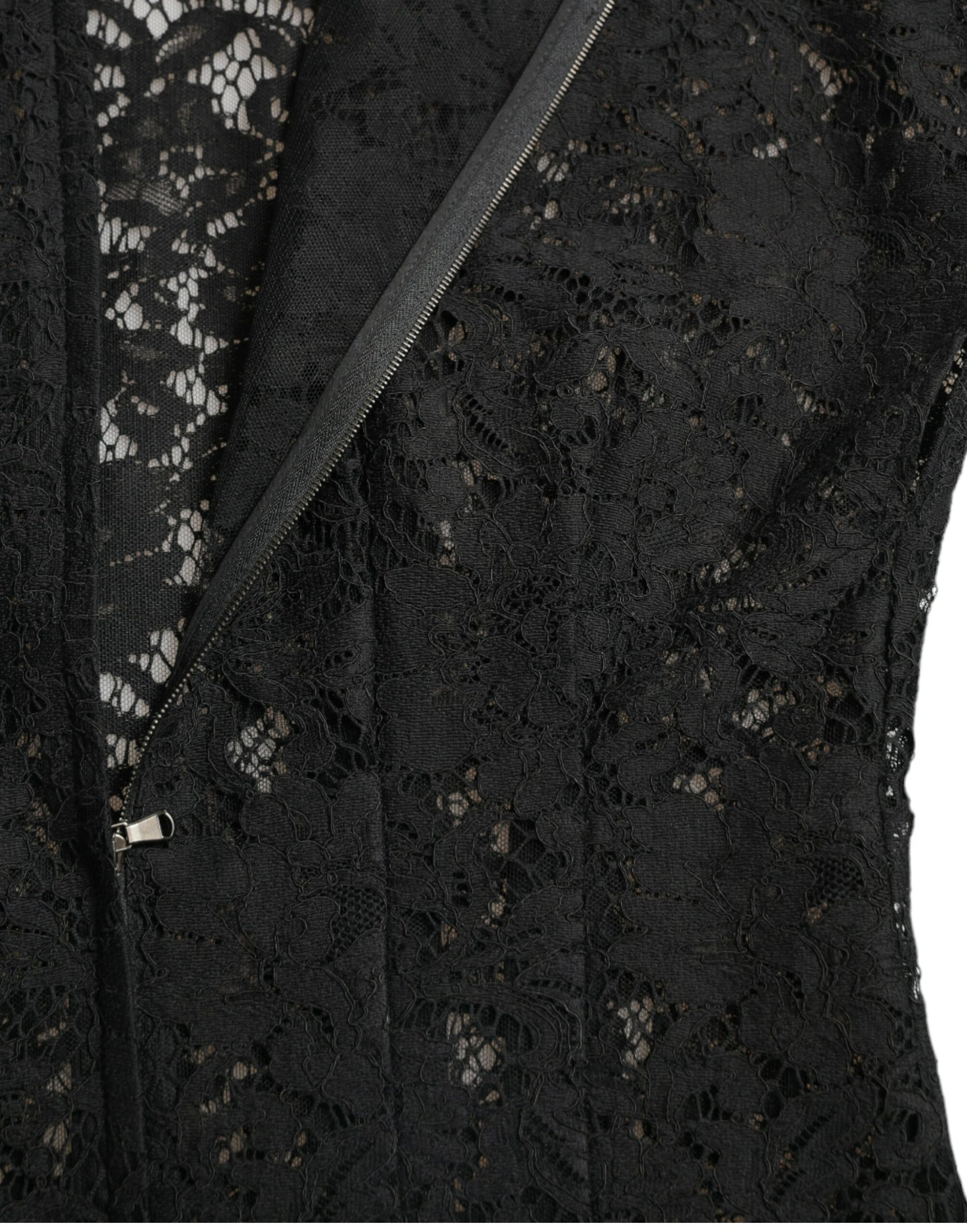 Dolce &amp; Gabbana Black Floral Lace Cotton A-line Mini Dress