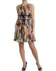 Dolce & Gabbana Beige Floral Sleeveless A-line Mini Dress