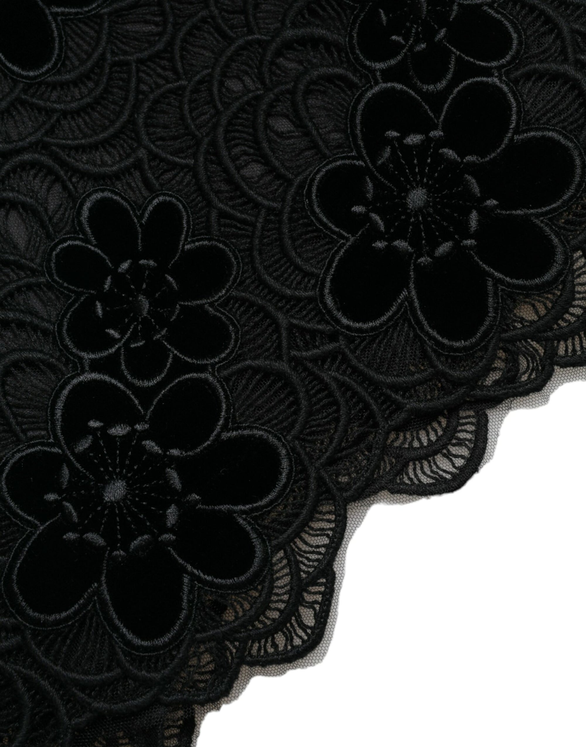 Dolce &amp; Gabbana Black Floral Lace Cotton Bodycon Dress