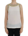 Dolce & Gabbana White crystal embellished tank top